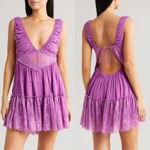 Free People Spring Fling Romantic Lacey Boho Radiant Orchid Romper Sz Medium NWT
